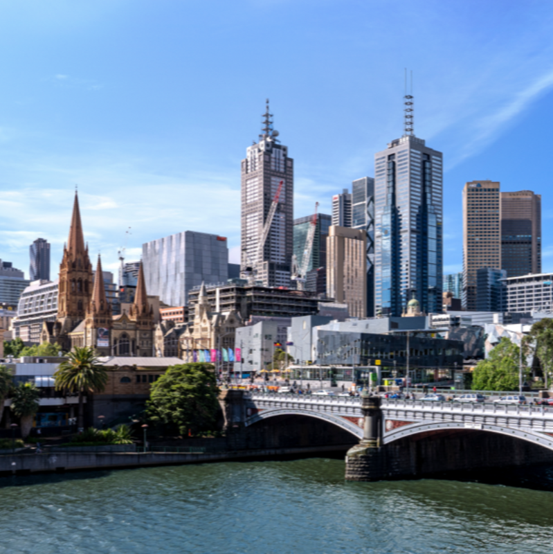 Melbourne city image with view of Princes Bridge